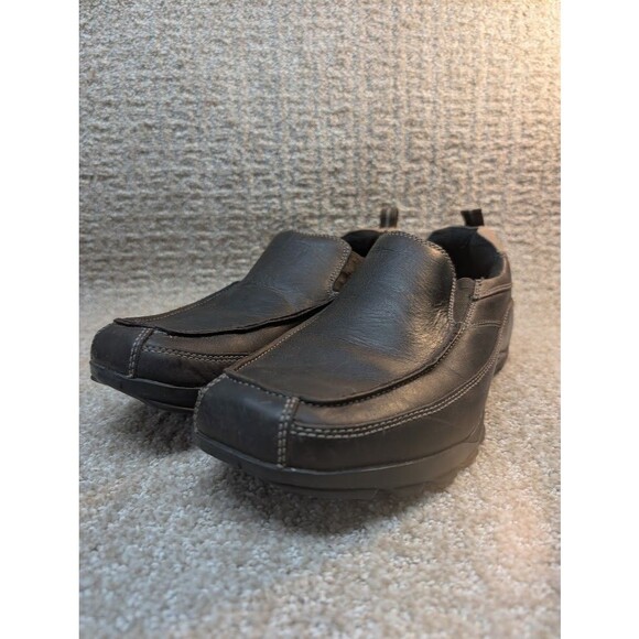 Skechers Casual Loafer 60625 Men Size 8.5 Brown Leather Shoes Slip On Square Toe - Picture 1 of 12